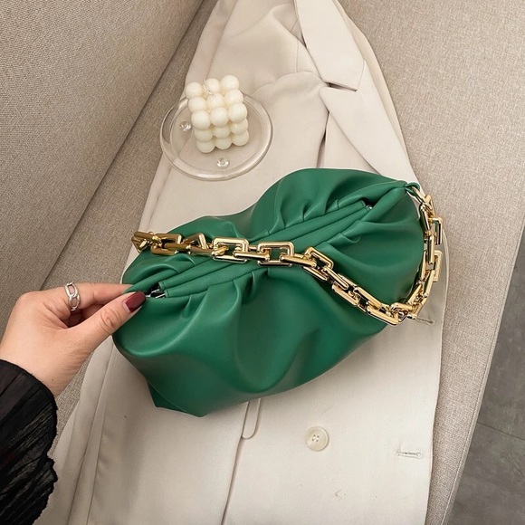 Handbags - Design Wrinkled Cloud bag with thick Gold chain